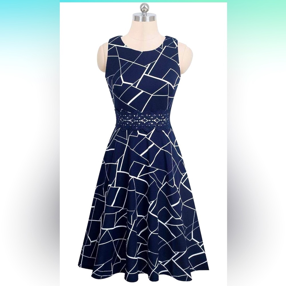 NWT Homeyee Women's Cocktail A-Line Embroidery Dress